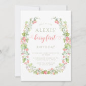 Berry rose première invitation d'anniversaire à la (Devant)