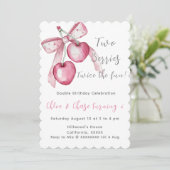 Berry rose Sweet Twins Anniversaire Invitation pou (Debout devant)