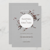 Berry rouge avec Faire-part de mariage gris Arrièr (Devant / Derrière)