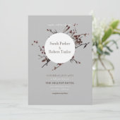 Berry rouge avec Faire-part de mariage gris Arrièr (Debout devant)