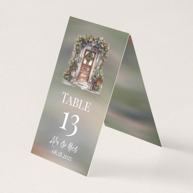 Berry rouge vert Porte décorée Numéro de tableau c (Back)