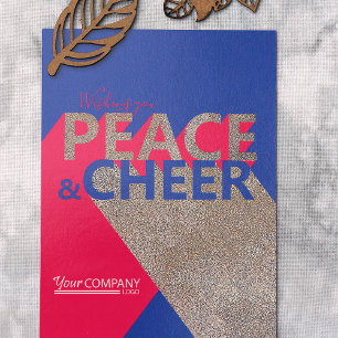 Berry roze, blauw, typografische bedrijfsvakantie kaart