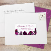 Berry roze tropische bladeren bruiloft adres etiket