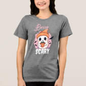 Berry Scary Cute Ghost with Strawberry Tri-Blend Shirt (Voorkant)