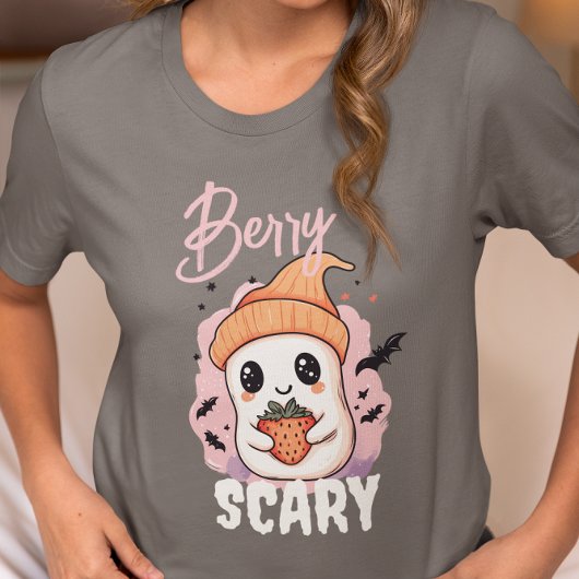 Berry Scary Cute Ghost with Strawberry Tri-Blend Shirt