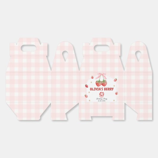 Berry Schattige Roze Aardbei Eerste Verjaardagsfee Bedankdoosjes (Ongevouwen)