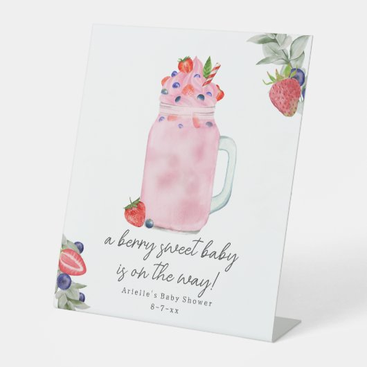 Berry Special Smoothie Baby shower Reclamebord Met Voetstuk (Voorkant)
