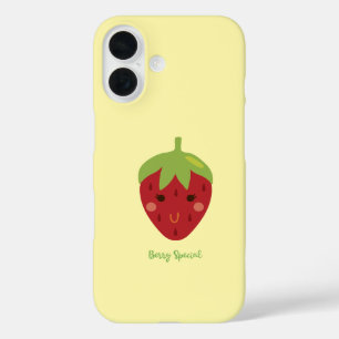 Berry Special Strawberry Face Emoji iPhone 16 Hoesje