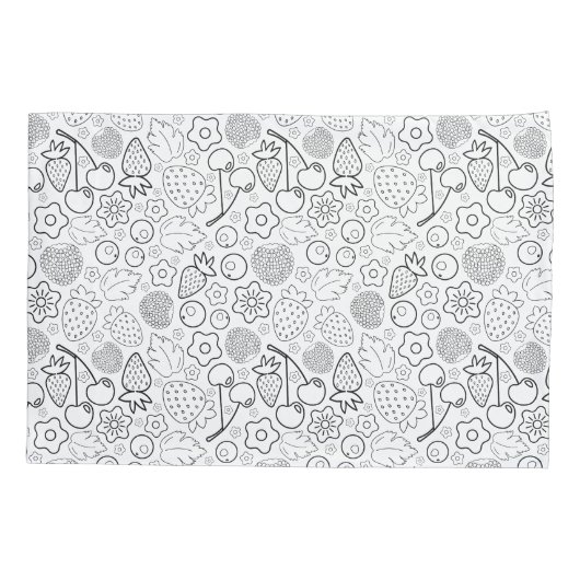 Berry Strawberry Cherry Black Hand drawn Modern. Kussensloop (Achterkant)