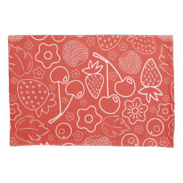 Berry Strawberry Cherry White Hand drawn Modern. Kussensloop