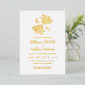 Berry Struik Monogram Hosting met Ouders Bruiloft Folie Uitnodiging (Staand Voorkant)