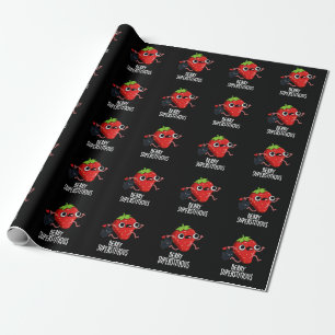 Berry Superstious Funny Fruit Pun Dark BG Cadeaupapier
