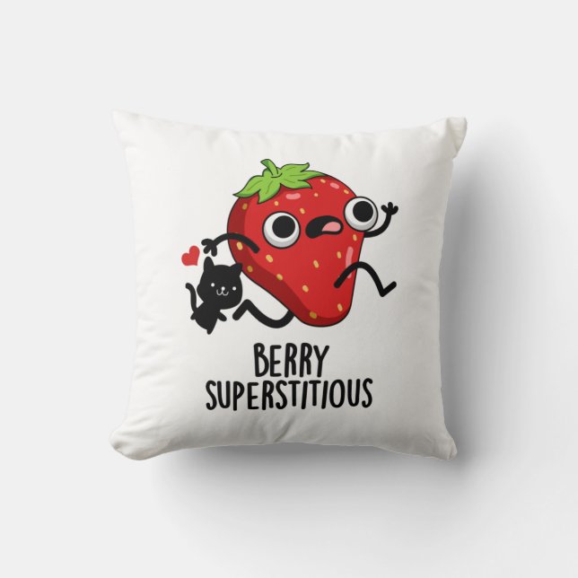 Berry Superstious Funny Fruit Pun Kussen (Voorkant)