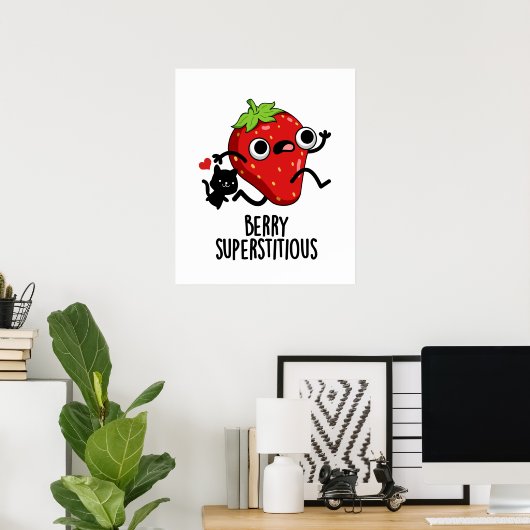 Berry Superstious Funny Fruit Pun Poster (Thuiskantoor)