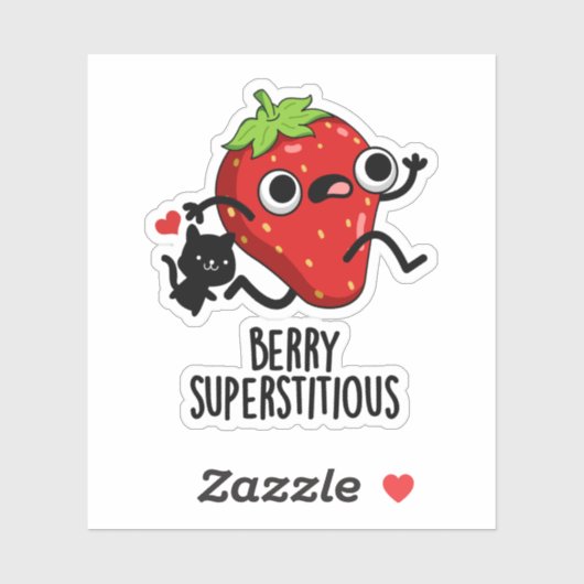 Berry Superstious Funny Fruit Pun Sticker (Vel)