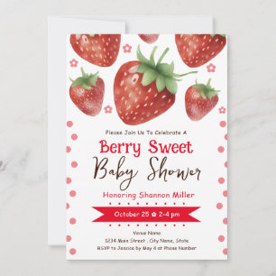 Berry Swee Baby shower Waterverf Meisje Invitation Kaart