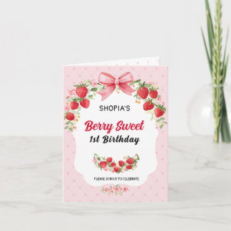 Berry Sweet 1e verjaardag gevouwen uitnodiging