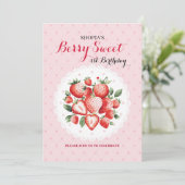 Berry Sweet 1e verjaardag uitnodiging (Staand voorkant)