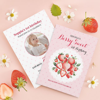 Berry Sweet 1e verjaardag uitnodiging