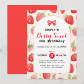 Berry Sweet 1e verjaardag uitnodiging (Voorkant / Achterkant)