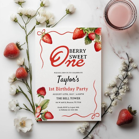 Berry Sweet 1er anniversaire Invitation