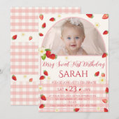 Berry Sweet 1st Birthday Invitation Photo (Devant / Derrière)