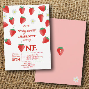 Berry Sweet 1st Birthday Strawberry wordt er een Kaart