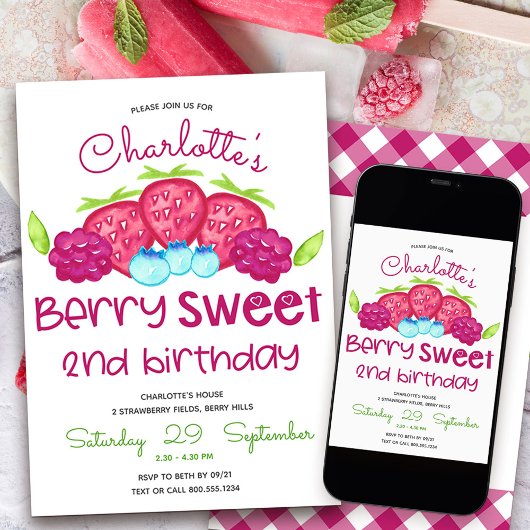 Berry Sweet 2nd Birthday Kaart