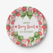 Berry Sweet 2nd Birthday Strawberry Party  Papieren Bordje (Voorkant)