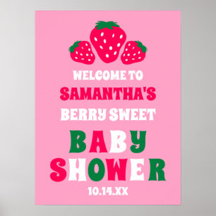 Berry Sweet Aardbei Baby Meisje Douche Welkom Poster