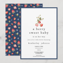 Berry Sweet Aardbei Meisje Baby shower Uitnodiging