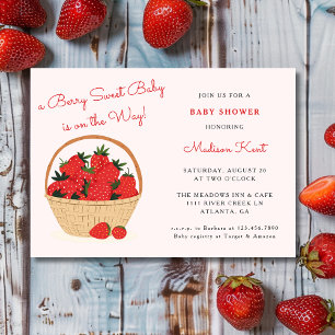 Berry Sweet Aardbei Modern Baby shower Kaart