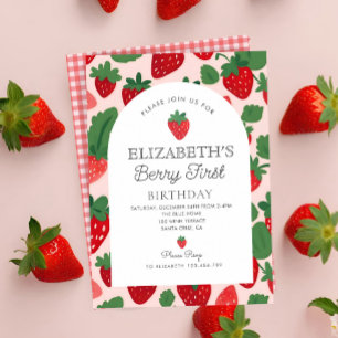 Berry Sweet Aardbei Pink Berry Eerste Verjaardag Kaart