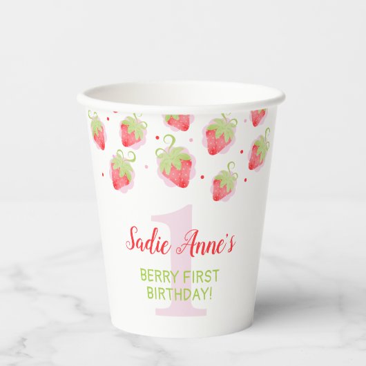 Berry Sweet Aardbei Rode bessen Verjaardag Papieren Bekers (Voorkant)