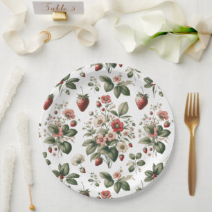 Berry Sweet All Over aardbei en bloemmotief Papieren Bordje
