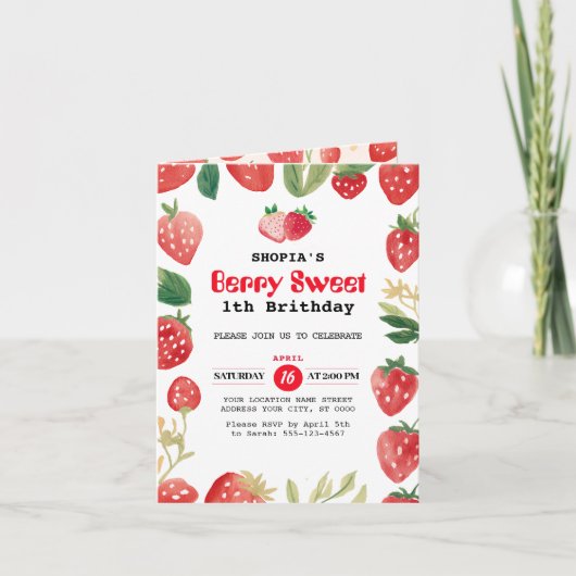 Berry Sweet Anniversaire Foll Invitation (Devant)