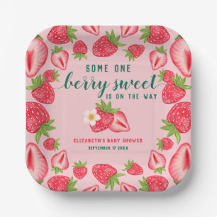 Berry Sweet Baby Aardbei Baby shower Aangepast Papieren Bordje