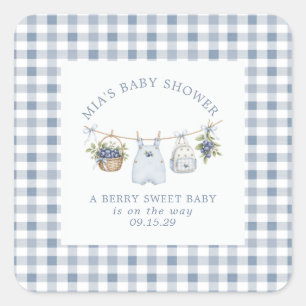 Berry Sweet Baby Clothesline Baby Shower  Vierkante Sticker