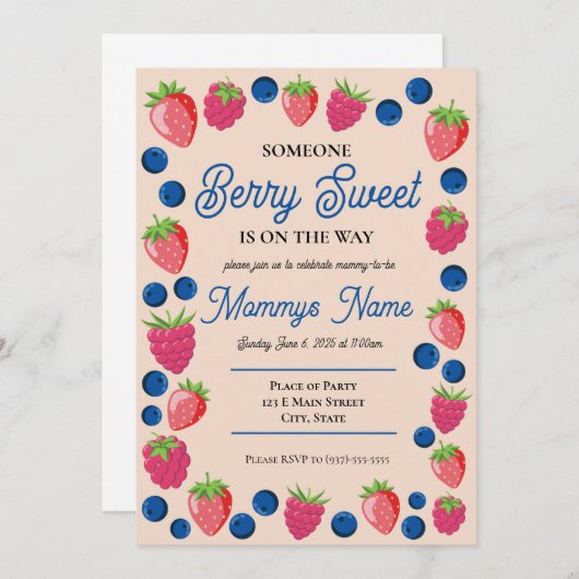 Berry Sweet Baby Invitation (Devant / Derrière)