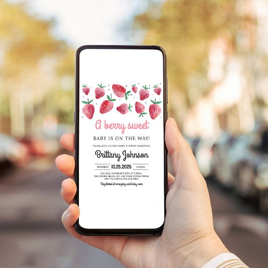Berry Sweet Baby On The Way Girl Baby shower Kaart