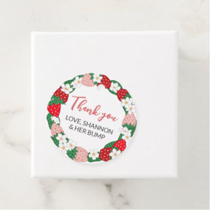 Berry Sweet Baby Roze Aardbei Krans Bedankt Bedankjes Labels