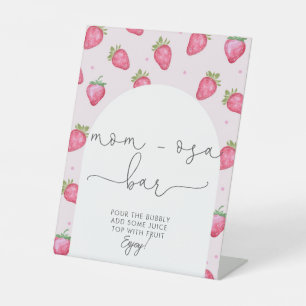 Berry Sweet Baby shower Aardbei Mom-osa Bar Reclamebord Met Voetstuk