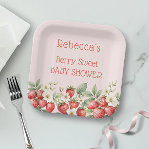 Berry Sweet Baby shower Aardbeien Bloesem Papieren Bordje