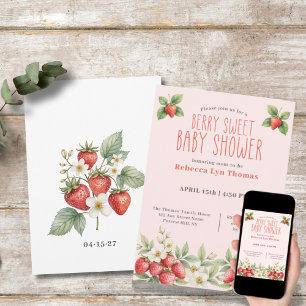 Berry Sweet Baby shower Aardbeien Kaart