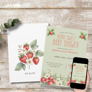 Berry Sweet Baby shower Aardbeien Kaart