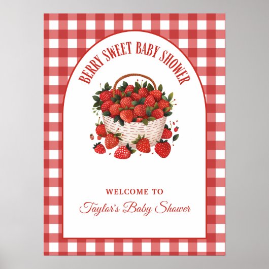 Berry Sweet Baby shower Affiche de bienvenue frais (Devant)