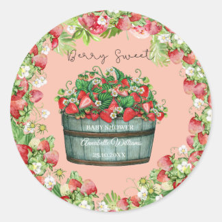 Berry Sweet baby shower baby shower uitnodiging Ronde Sticker