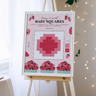 Berry Sweet Baby shower Betting Squares Sign Poster
