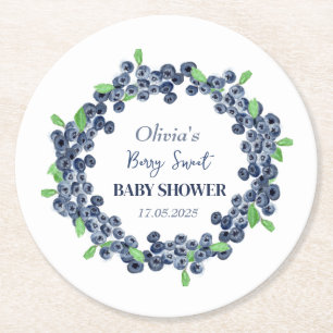 Berry Sweet Baby shower Blueberry Baby Meisje Jong Ronde Kartonnen Onderzetter