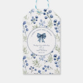 Berry Sweet Baby shower Blueberry Bow Square Cadeaulabel (Achterkant)